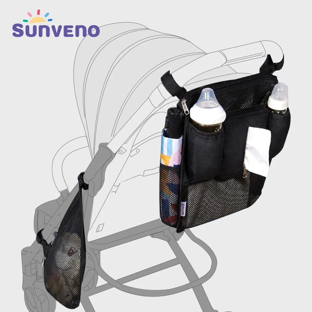 Sunveno Baby Stroller Organizer Bag Infant Pram Cart Storage Bag with Baby Trolley Bag Carriage Bag Stroller Accessories