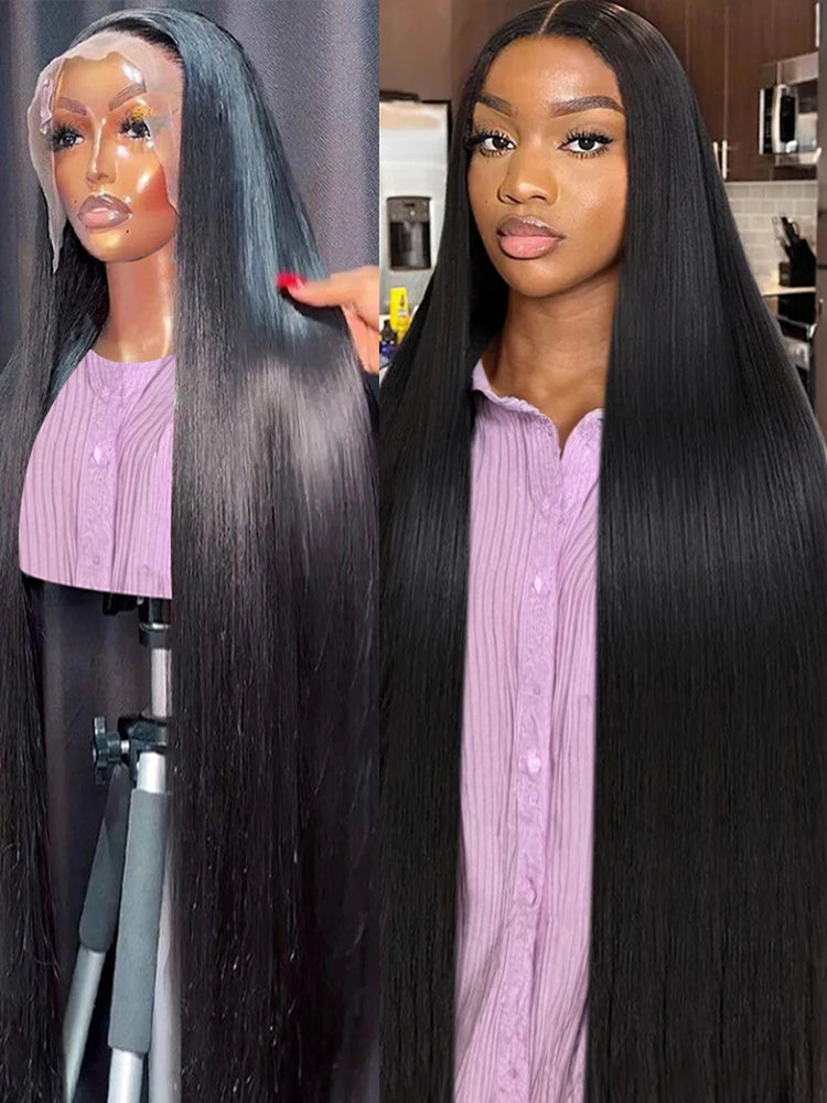 50 Inch Straight 13x4 13x6 HD Transparent Lace Front Wig Human Hair Brazilian Remy Lace Frontal Wigs For Women High 250% Density