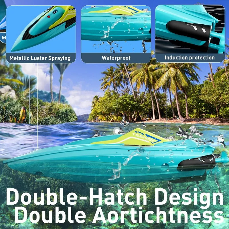 4DRC S5 Blue RC Boat 2 4GHz 20+ MPH Rechargeable Battery Low Alarm Gift for Boys Girls UPS USPS FEDEX123