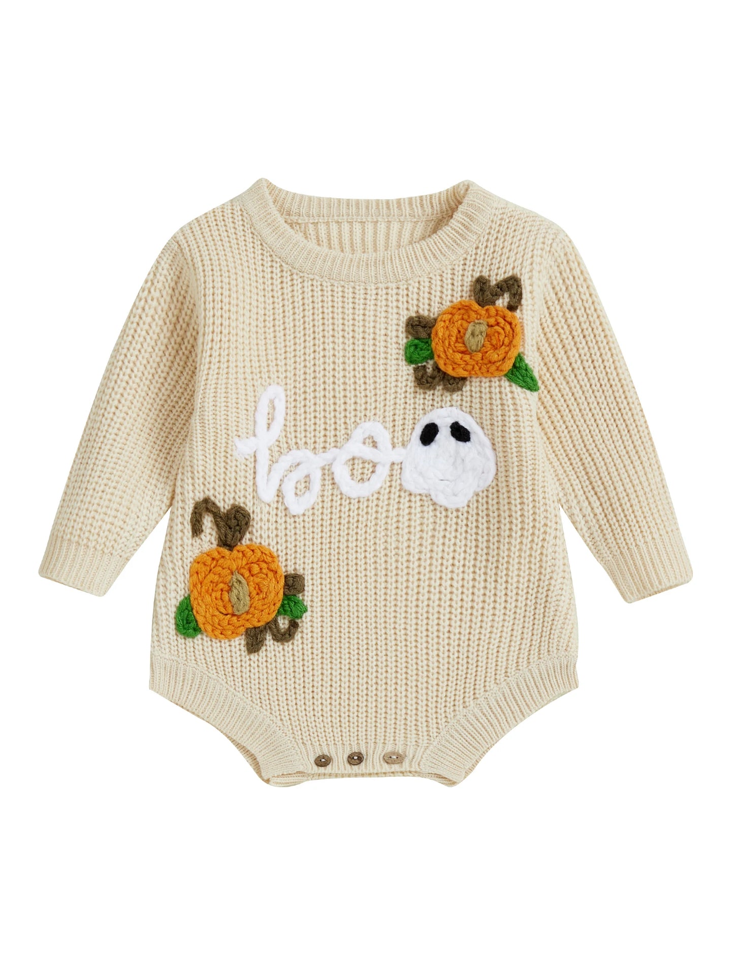 Infant Toddler Halloween Costume Jumpsuit with Spooky Bat Print Long Sleeve Knit Bodysuit Newborn Fall Playsuit for Boys Girls