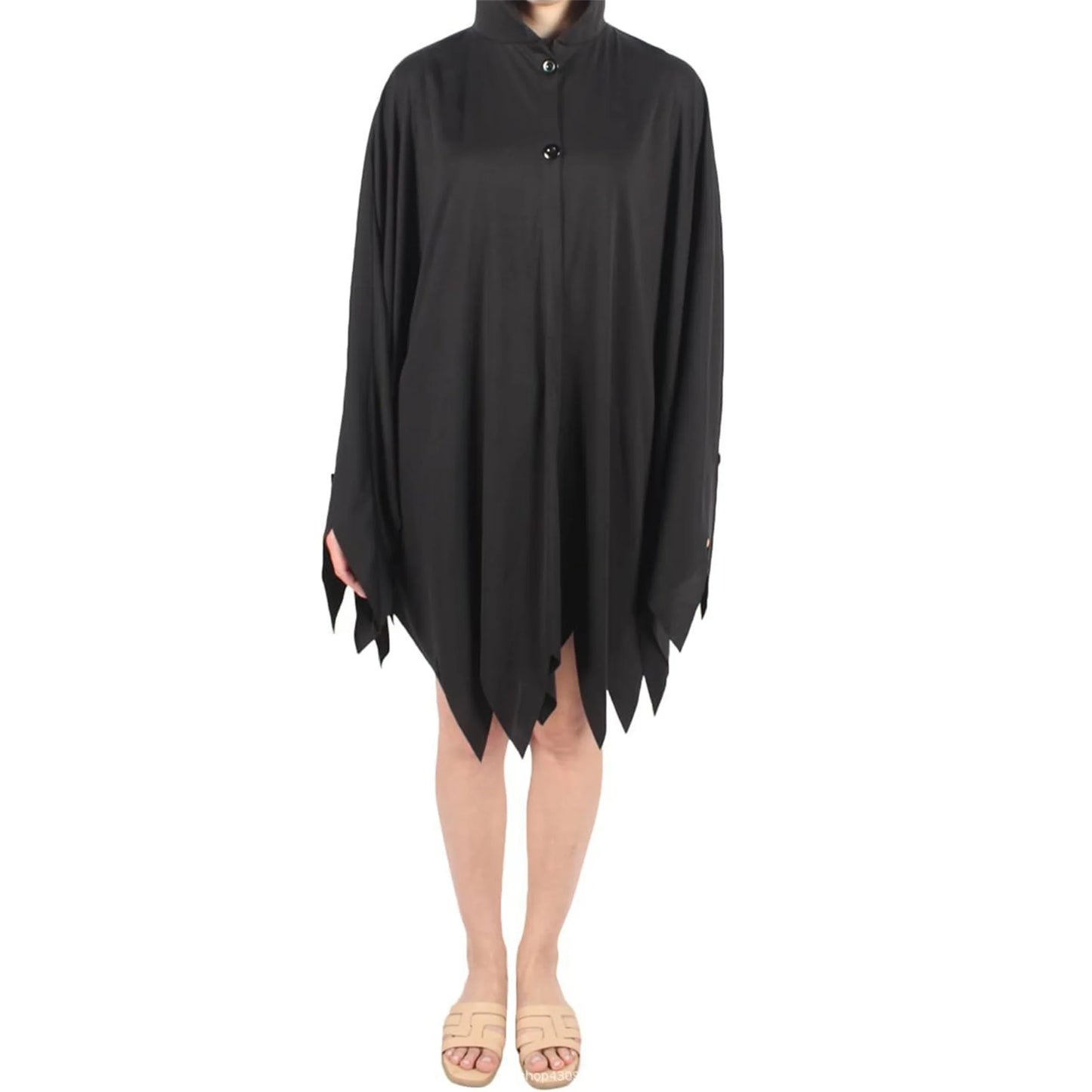 Black Gothic Hooded Cloak for Adults Halloween Costume Unisex Cosplay Cape with Mothman Design for Men and Women