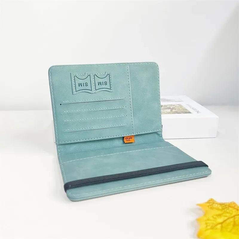 Women Men Vintage Business Passport Covers Holder Multi-Function ID Bank Card PU Leather Wallet Case Travel Accessories