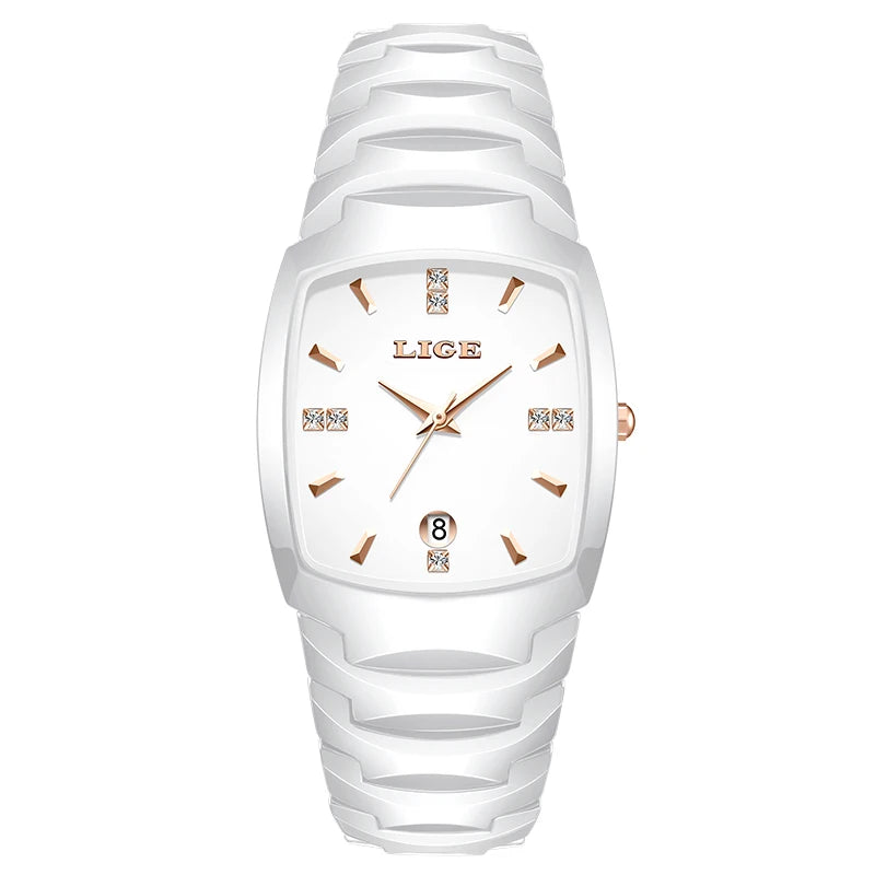 LIGE Fashion Luxury Woman Watch Simple Elegant Stainless Steel Casual Quartz Watches for Women Calendar Ladies Romantic Gift New