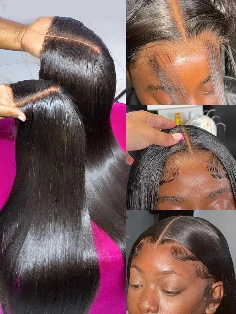42 Inch 13x6 Bone Straight HD Lace Frontal Wigs 13x4 Transparent Lace Front Brazilian Pre Plucked Human Hair Wig For Black Women