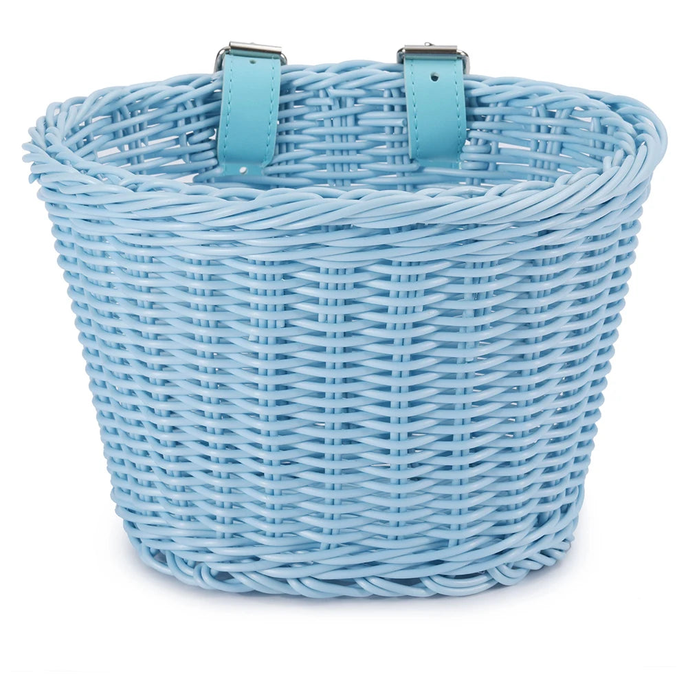 Rattan Bike Basket Front Handlebar Waterproof Handwoven Vintage Bicycle Basket for Kids and Adults