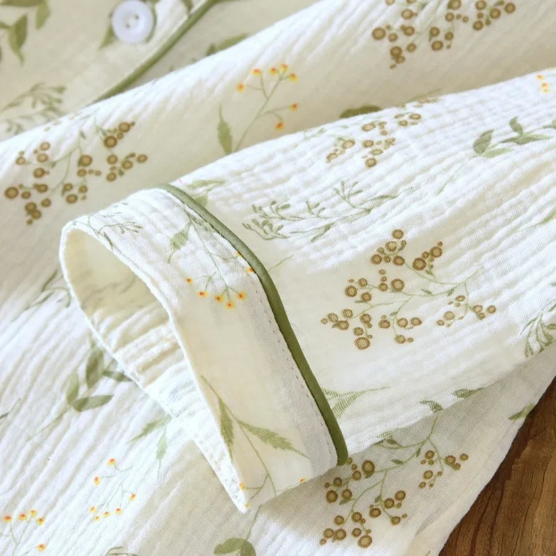 2025 Winter Women's Pajamas100% Cotton Plus Size Pajamas Flower Printing Household Women's Pajamas Loungewear Autumn Sleepwear