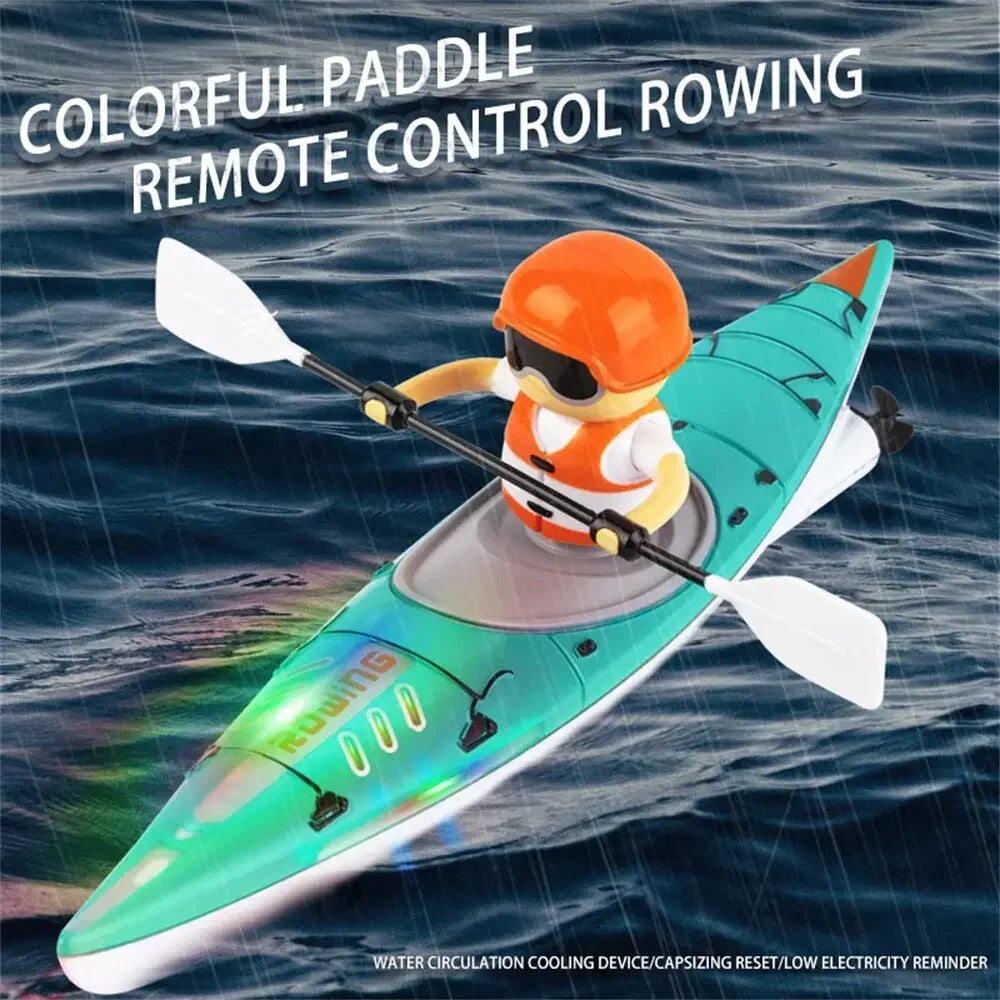 Rc Boats Racing Electric Speedboat Toys 2.4G Remote Control Boat Paddling Kayak Race Ship Outdoor Games Water Toys for Boys Kids