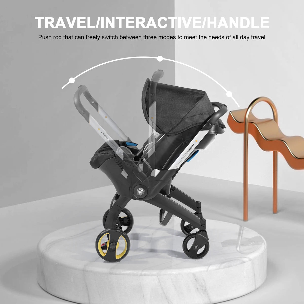 Four-wheel baby stroller, adjustable handle, folding stroller for newborns, outdoor travel camping vehicle, festival gift