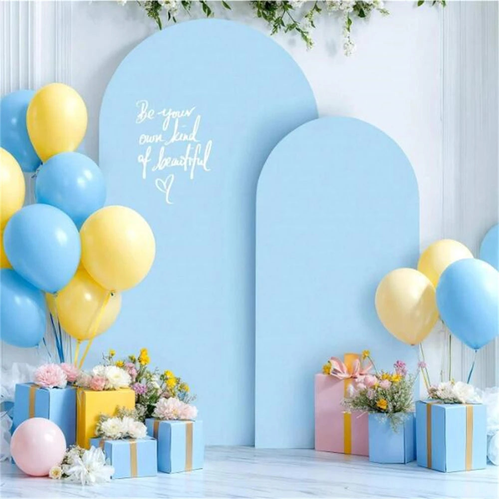 Baby Blue Wedding Arch Cover 6.6ET × 4FT 2-Sided Spandex Fitted Arch Backdrop Frame Cover for Birthday Party Baby Shower Decor