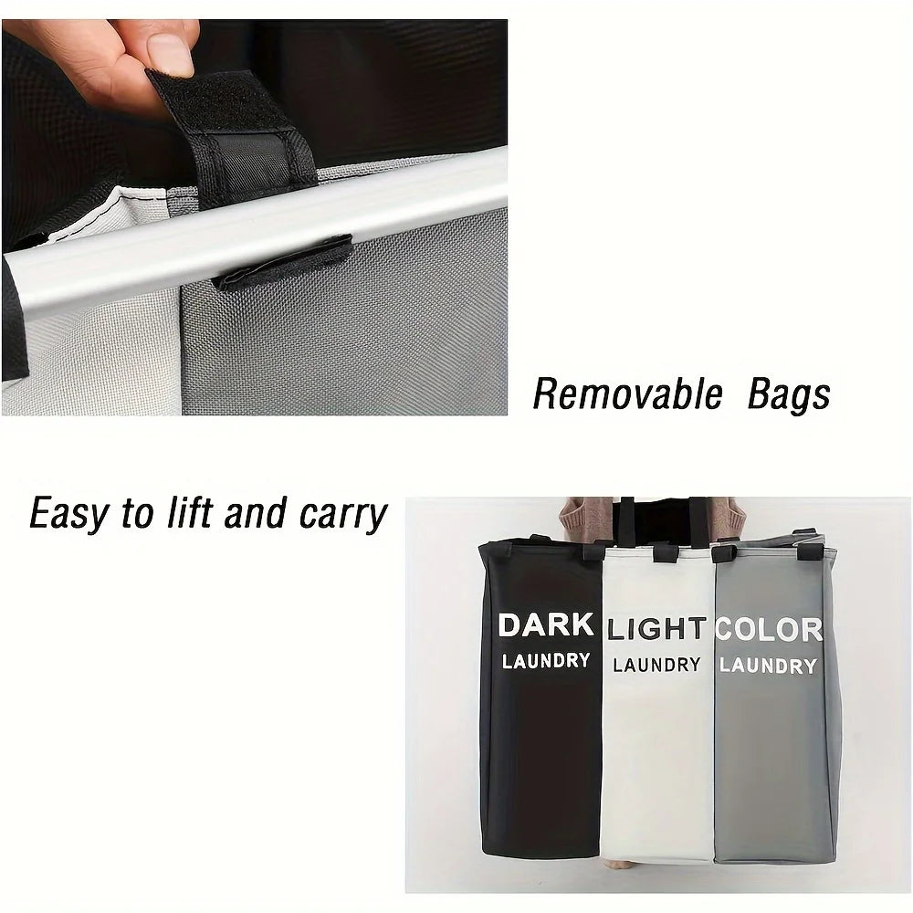 1 large three-layer laundry basket, Dirty Laundry Basket Organizer 47.55 gallon foldable basket/sorter with waterproof Oxford ba