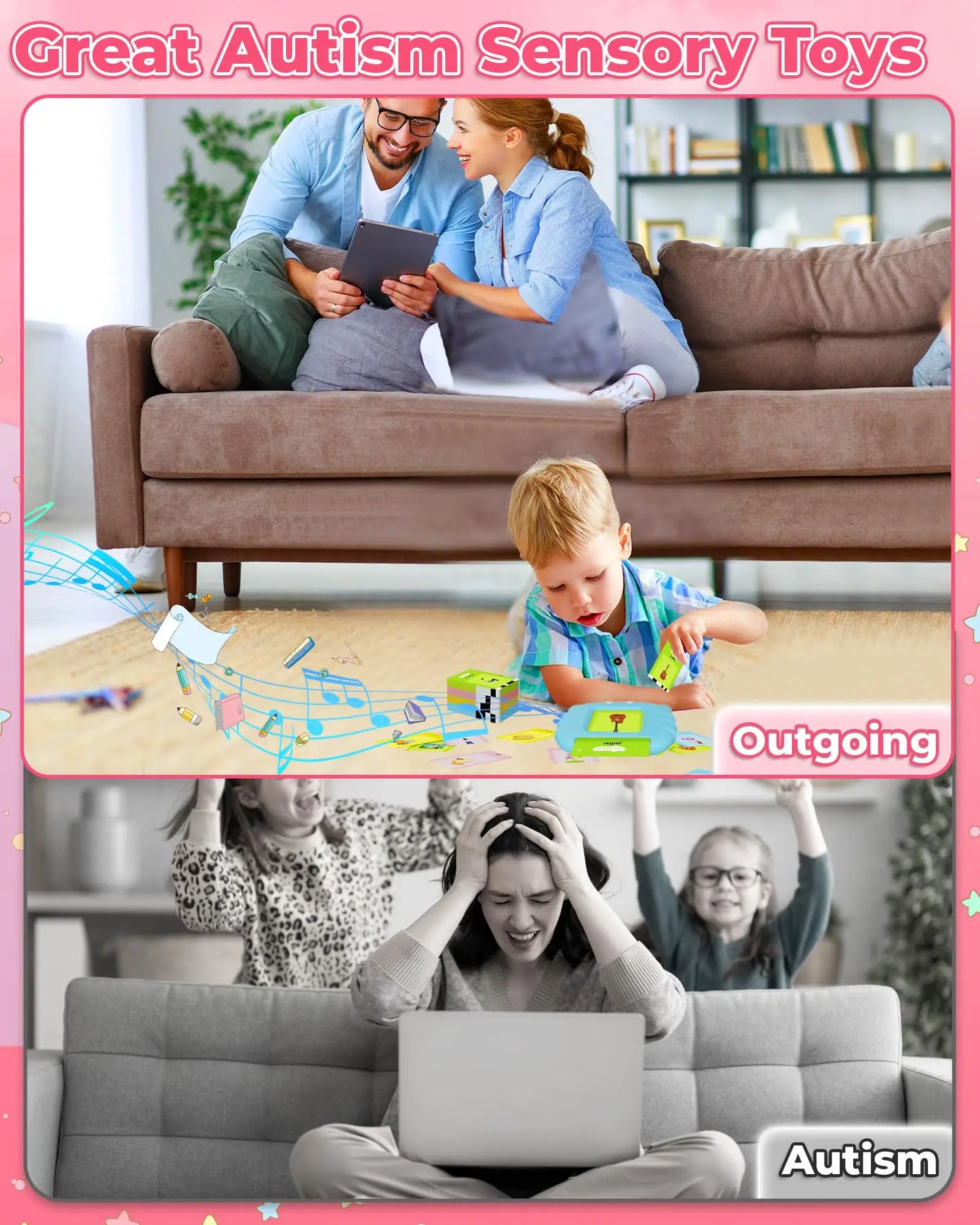 Talking Flash Cards for Toddler Girls Toys Age 2-5, Speech Therapy Toys 224 Sight Words Speech Therapy Toys