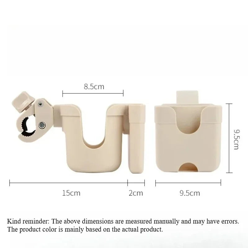 Anti-Slip 2 in 1 Universal Cup Holder for Bicycle and Stroller with Phone Stand Water Bottle Organizer Durable Plastic Design