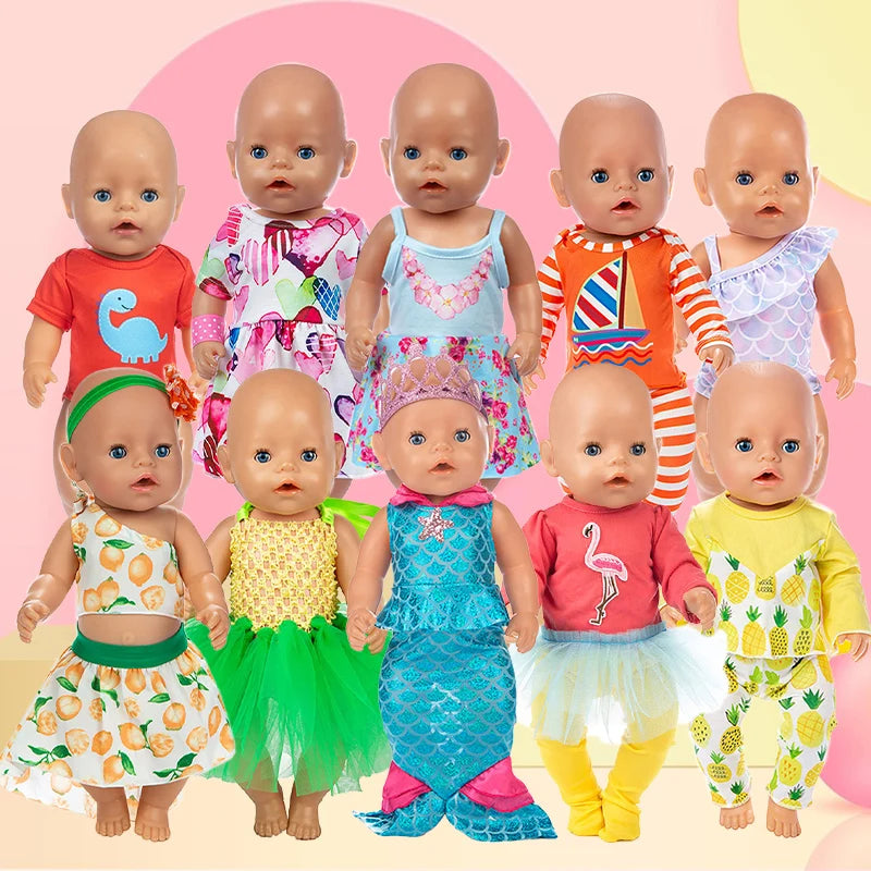 18inch/45cm Baby New Born Doll Clothes Set Make Up Mermaid Clothes Accessories Suit For Baby Kid Birthday&Festival Girl Gift