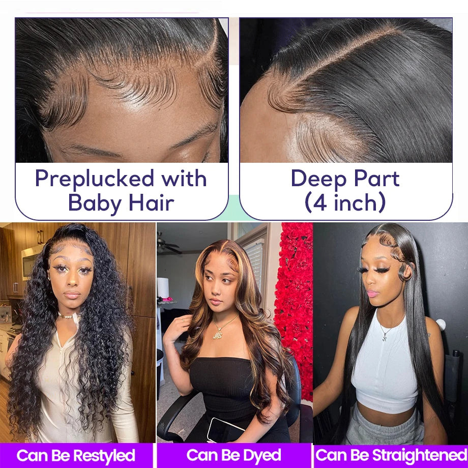 13x6 Straight Hd Lace Frontal Wigs For Women Pre Plucked 30 Inch 13x4 Bone Straight Lace Front Human Hair Wigs For Women