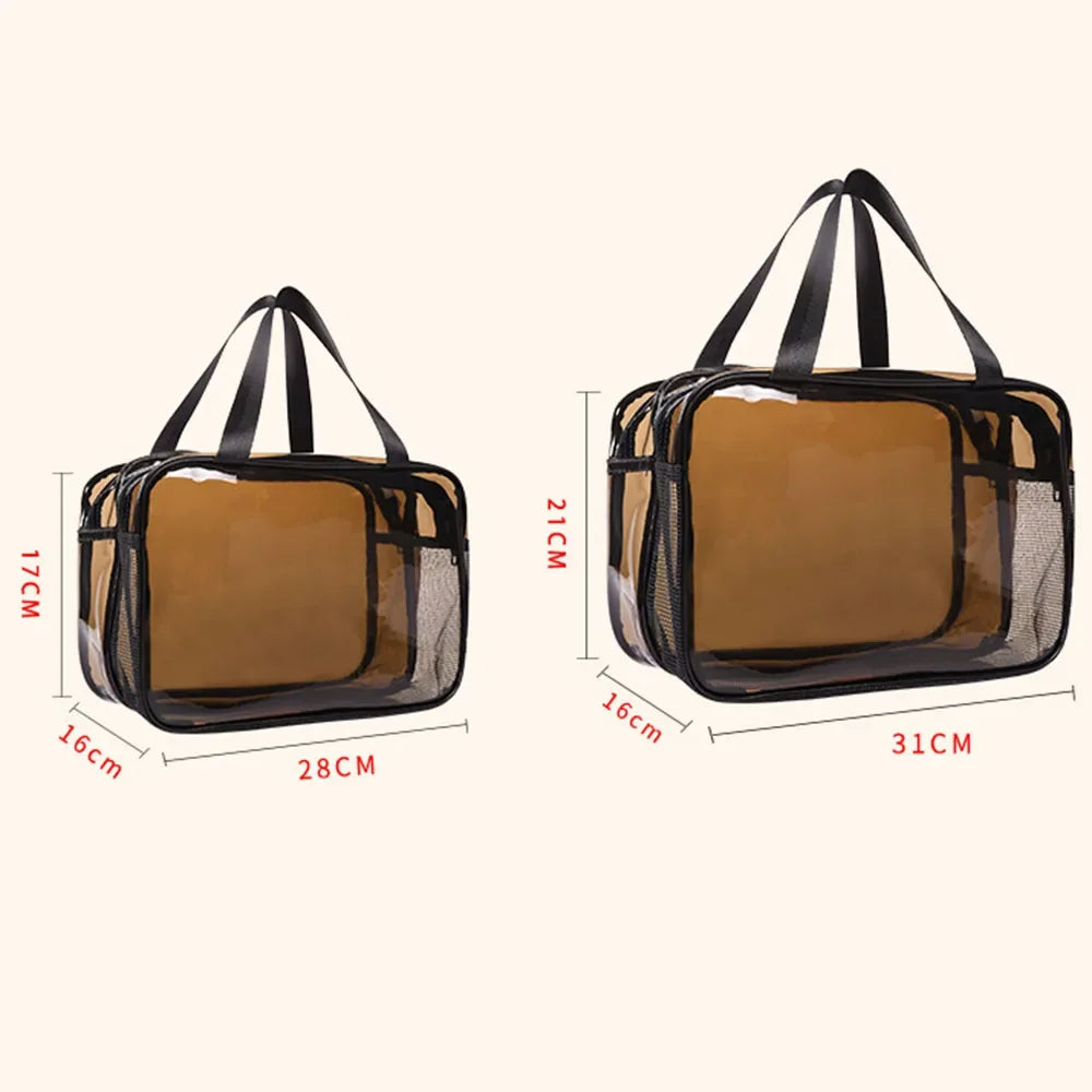 Simple transparent makeup bag double-layer waterproof wear-resistant dry wet separation makeup bag bathroom washing storage bag
