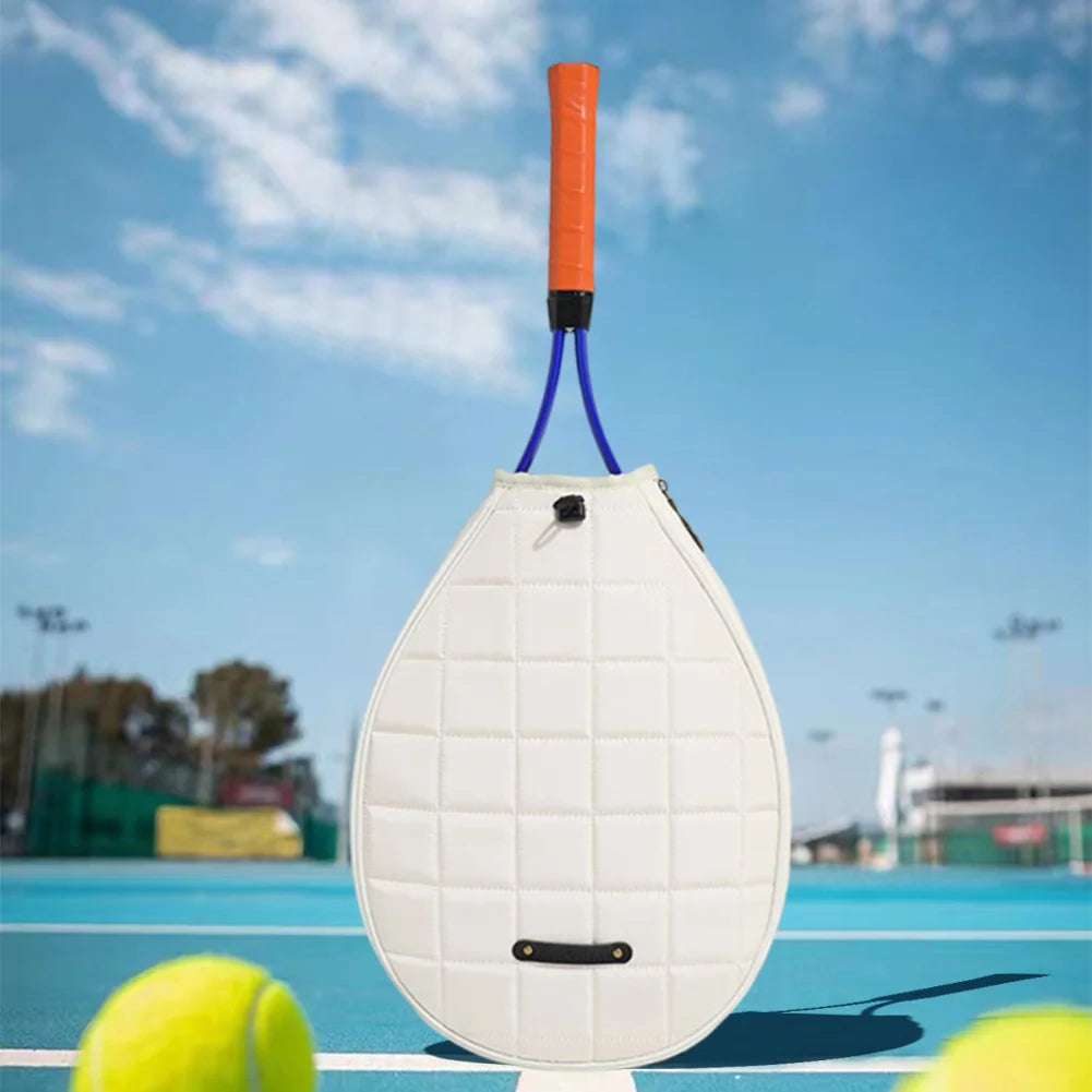 Quilted Tennis Backpack Waterproof Portable Badminton Racquet Bag Zipper Closure Tennis Racquet Crossbody Bag for Women Men