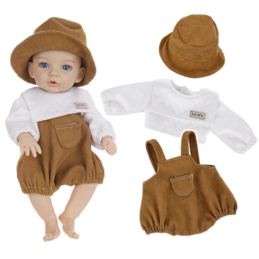12inch Baby Doll Cute Madeup Doll 3D Bule Eyes Full Vinyl Body Dress Up Fashion Clothes DIY Soothing Kids Toys For Girl Gift