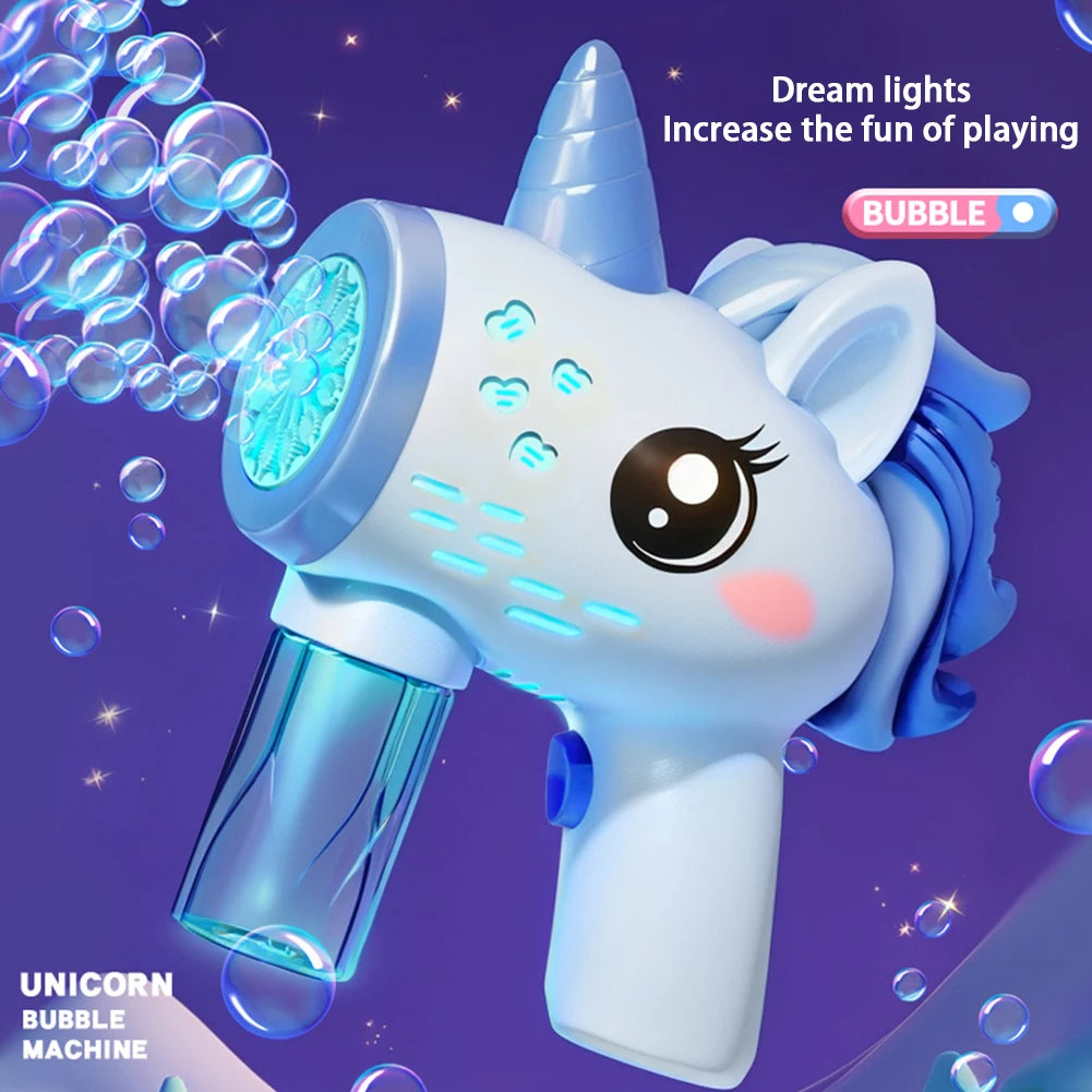 Unicorn Electric Bubble Gun Automatic Bubble Machine Gun Bubble Blaster Birthday Gifts for 3 4 5 6 Years Old Boys Girls