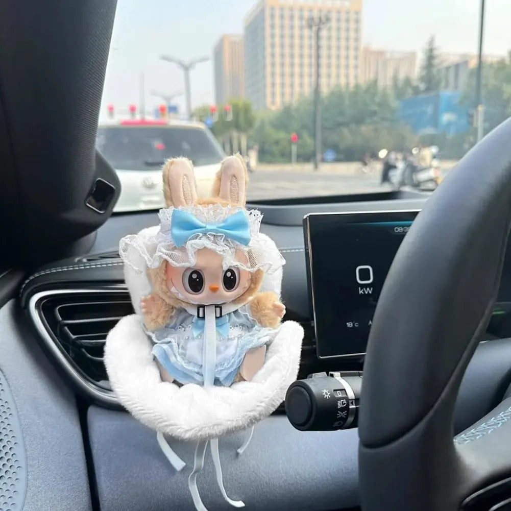 Car Ventilation Safety Seat Soft Kawaii Doll Seat Car Ornament Doll Safety Seat Car Interior Decoration for 17cm Cute Doll