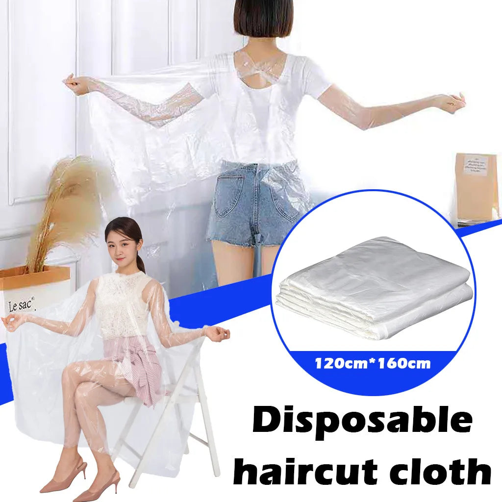 100PCS Disposable Hairdressing Cape Haircutting Hairstyling Transparent Barber Cloak Hair Dyeing Shawl