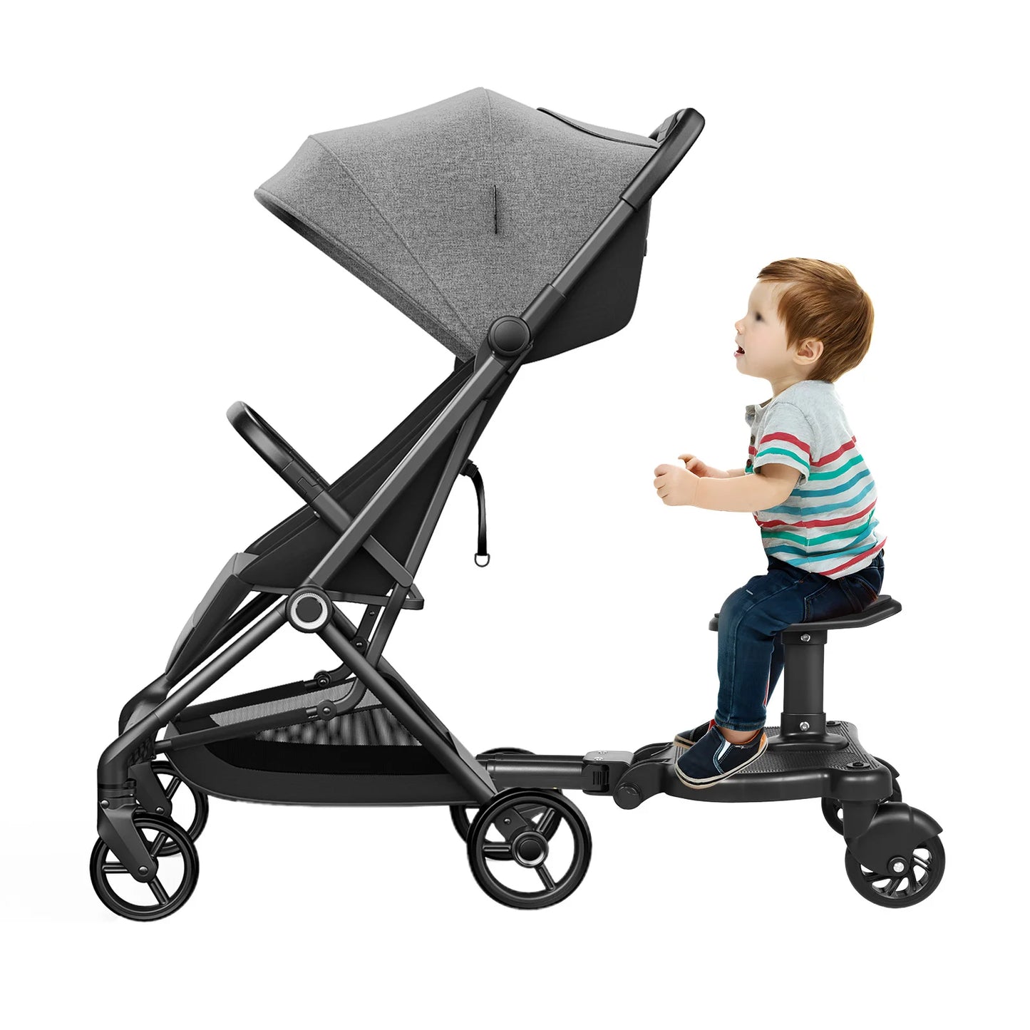 Stroller Wheeled Seat Pedal Board Compatible with Most Strollers, Suitable for 3-7 Years Old