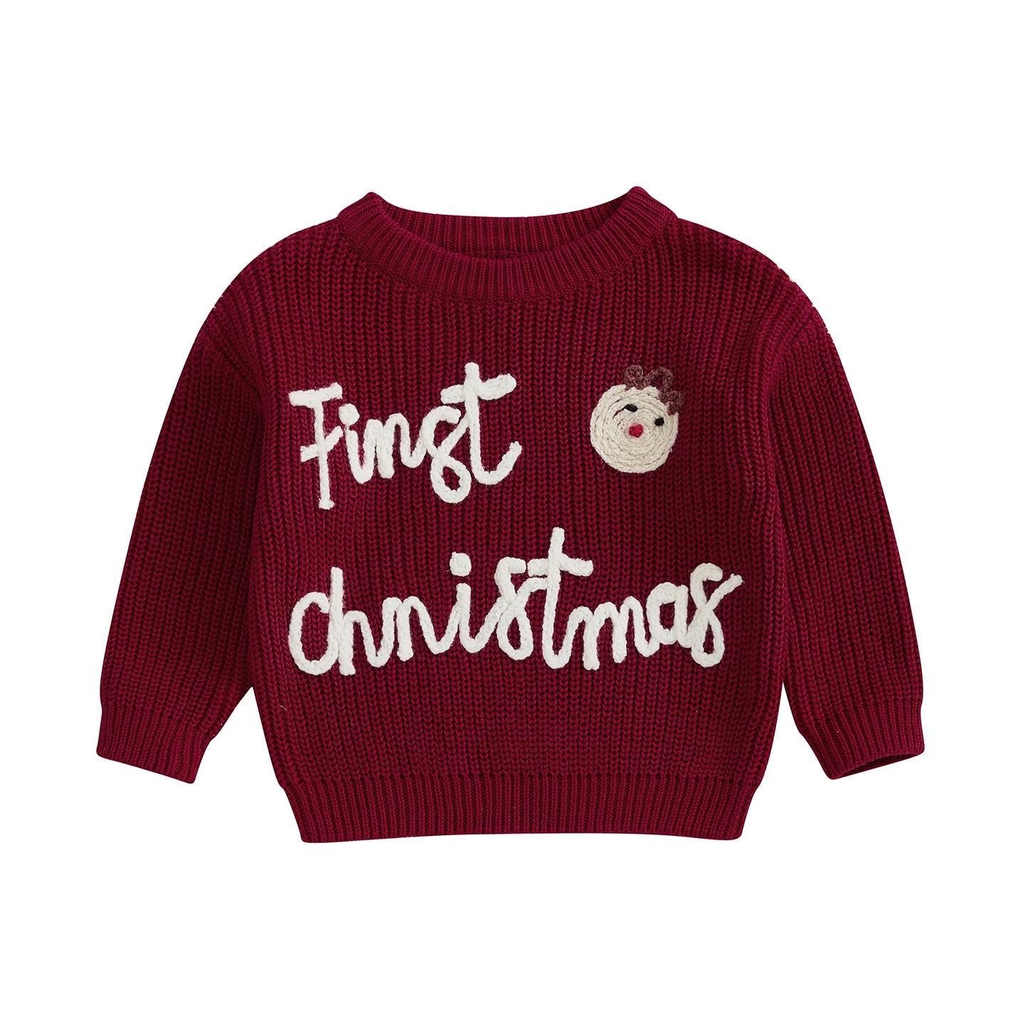 Toddler Boy Reindeer Christmas Sweater Cozy Long Sleeve Crew Neck Knit Pullover Jumper Winter Holiday Outfit for Kids