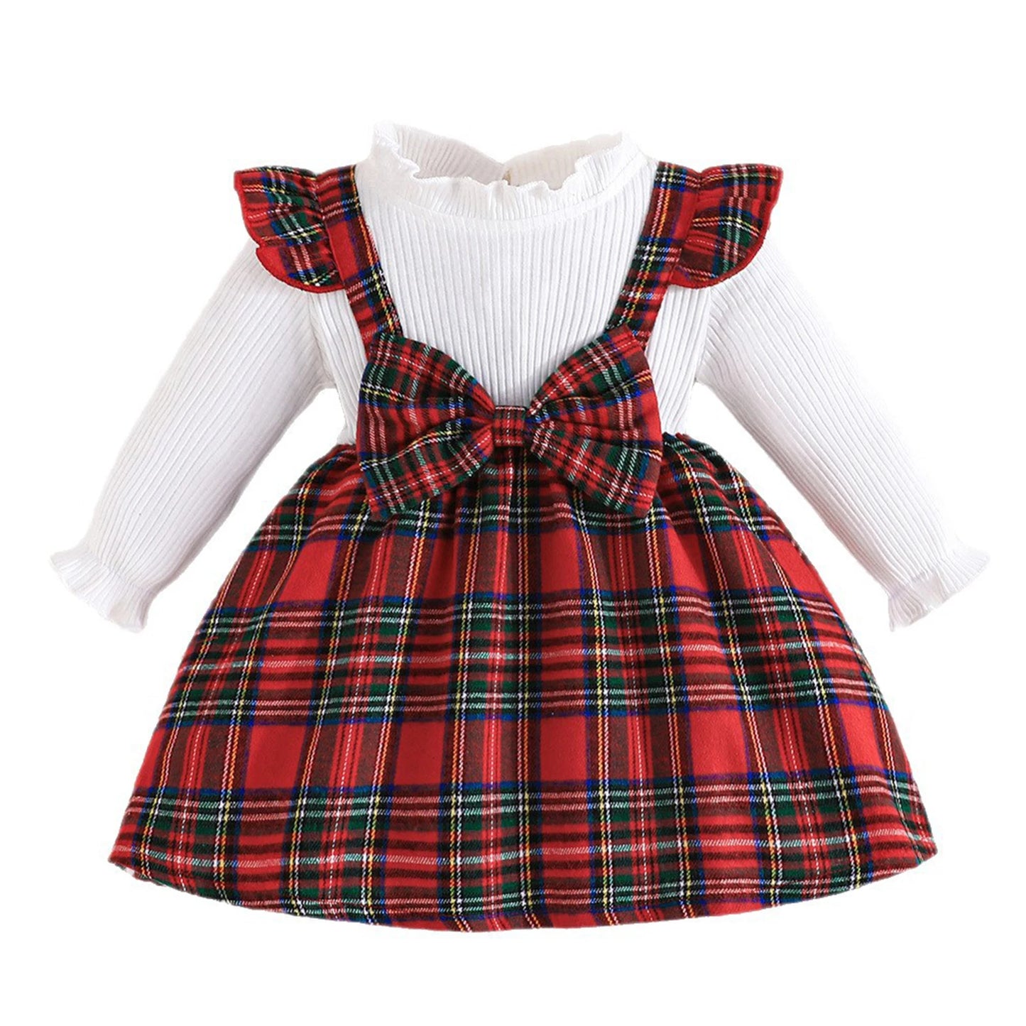 Toddler Christmas Outfit Red and Green Plaid Dress with Matching Headband Festive Holiday Costume for Baby Girl