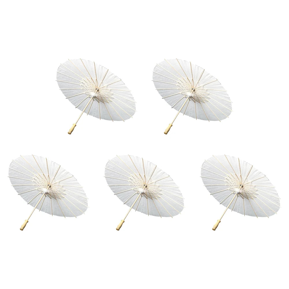 60cm Oiled Paper Umbrellas Chinese Wooden Handle White Paper Umbrella Parasol DIY Rustic Photography Props for Party Wedding