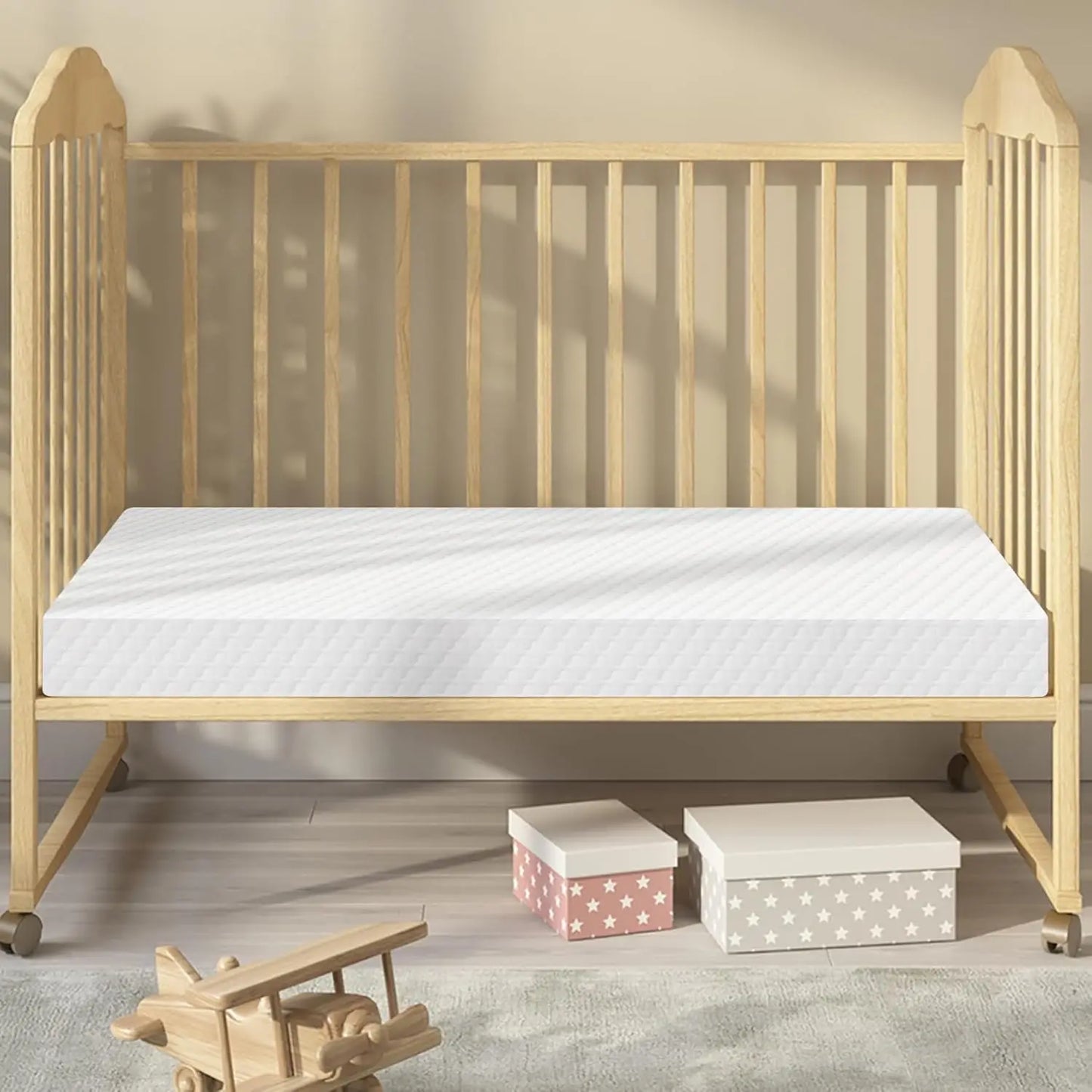 38’’x24’’ Mini Crib Mattress, Dual-Sided Waterproof Breathable Hypoallergenic, Premium Memory Foam & High Density Foam, White