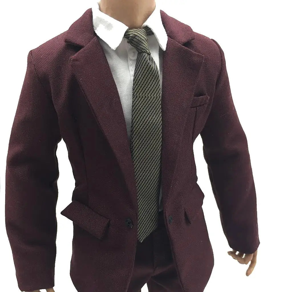 1/6 Scale Male Outfit Hoodie with Cap And Shoes Set , Deep Red