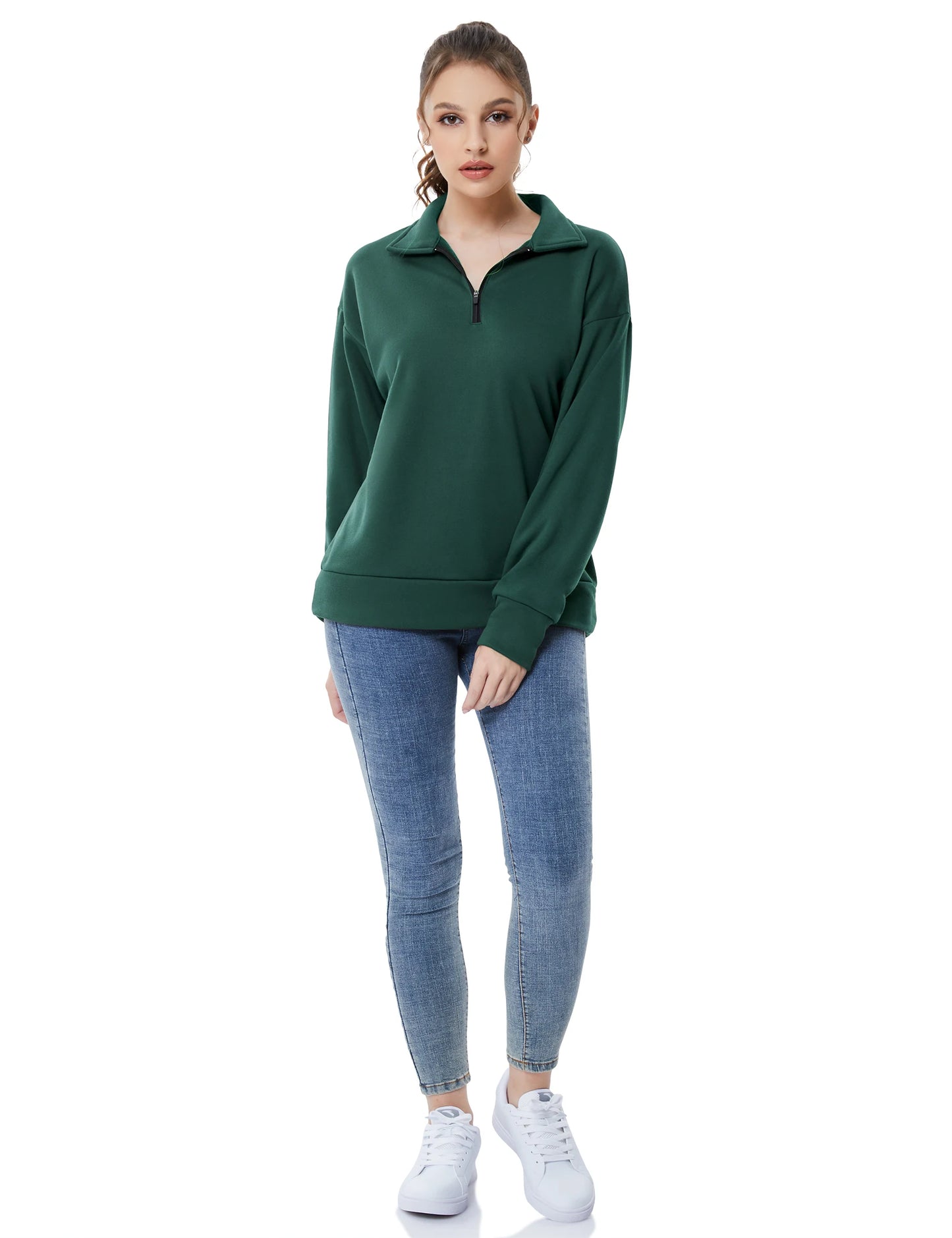 Half Zip Pullover Long Sleeve Women Pullover Sweatshirt Sport Hiking Clothes Fashion M