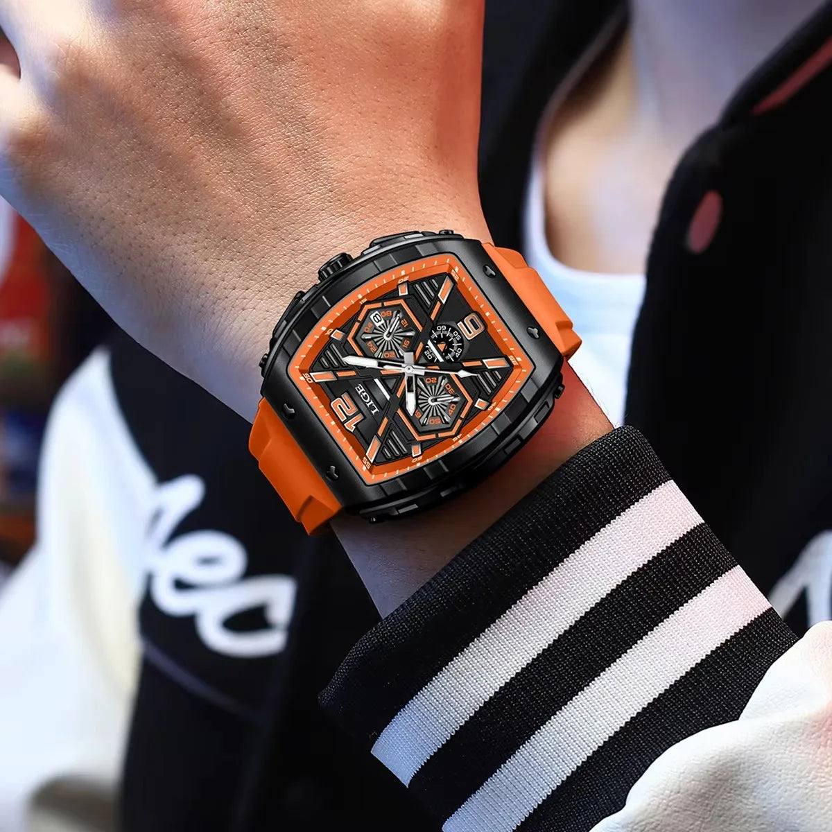 Reloj Hombre LIGE Men Watch Luxury Waterproof Quartz Wristwatch Raise Wrist Luminous Date Sports Silicone Clock Man Watches+Box