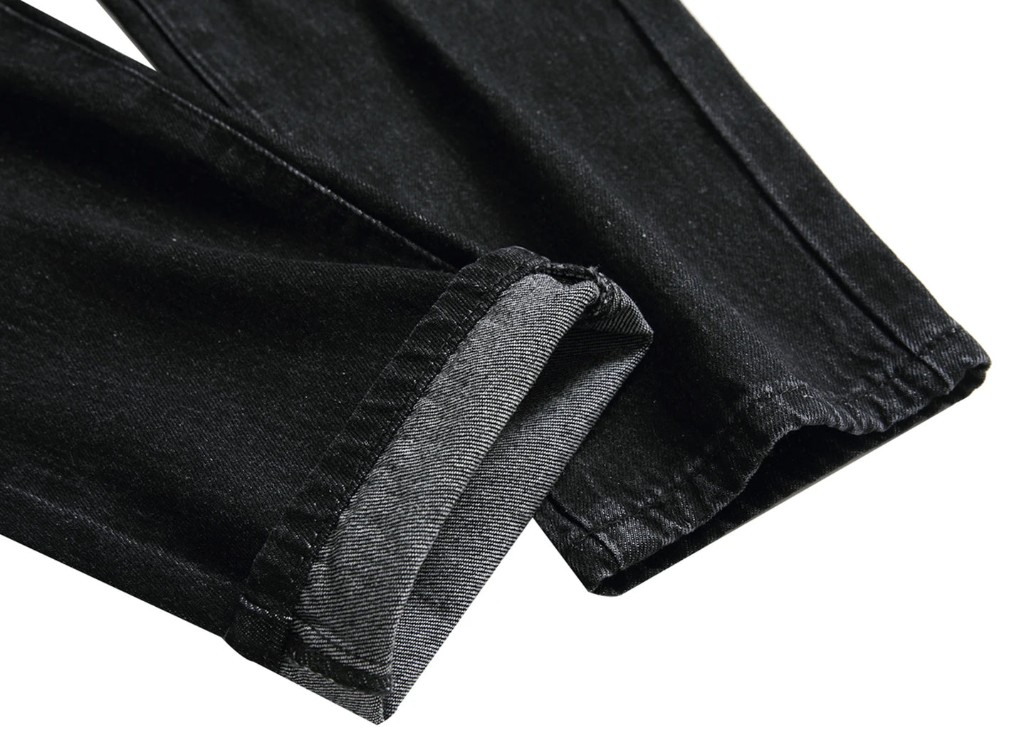 Men's black casual ripped jeans, men's slim fashion casual denim trousers