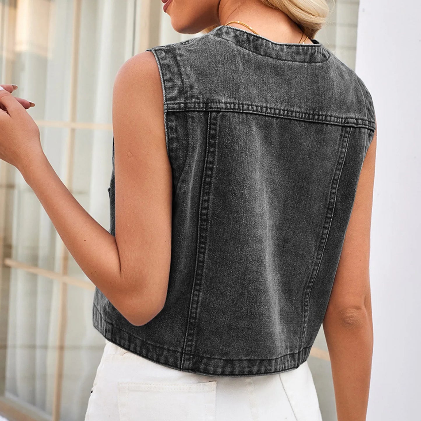 Women'S Comfortable And Fashionable Denim Casual Short Vest Cardigan Camisole Top Vest y2k clothes ropa mujer top Roupas Feminin
