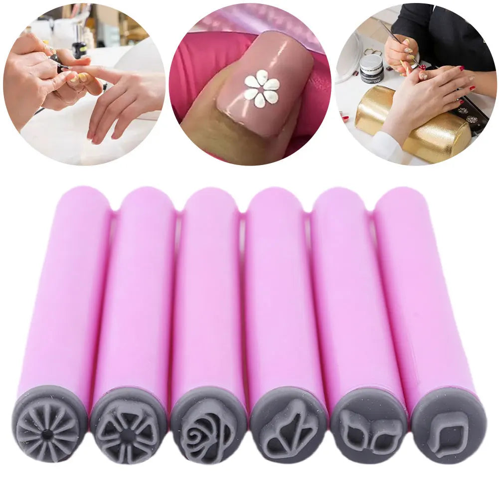 6PCS Nail Art Stamp Pen Set with Simple Design Nail Stamp Pen DIY Nail Art Tools Easy To Use for Girls and Women Home DIY