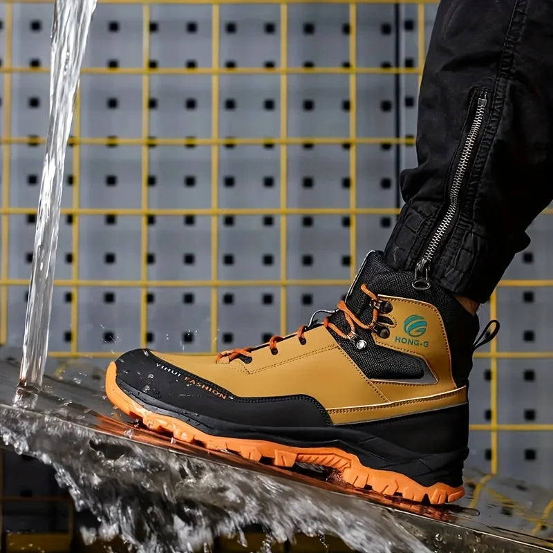 Mens Work Boots Steel Toe Safety Sneakers with Metatarsal Guard Slip-Resistant Puncture-Resistant Sole for Warehouse & Delivery