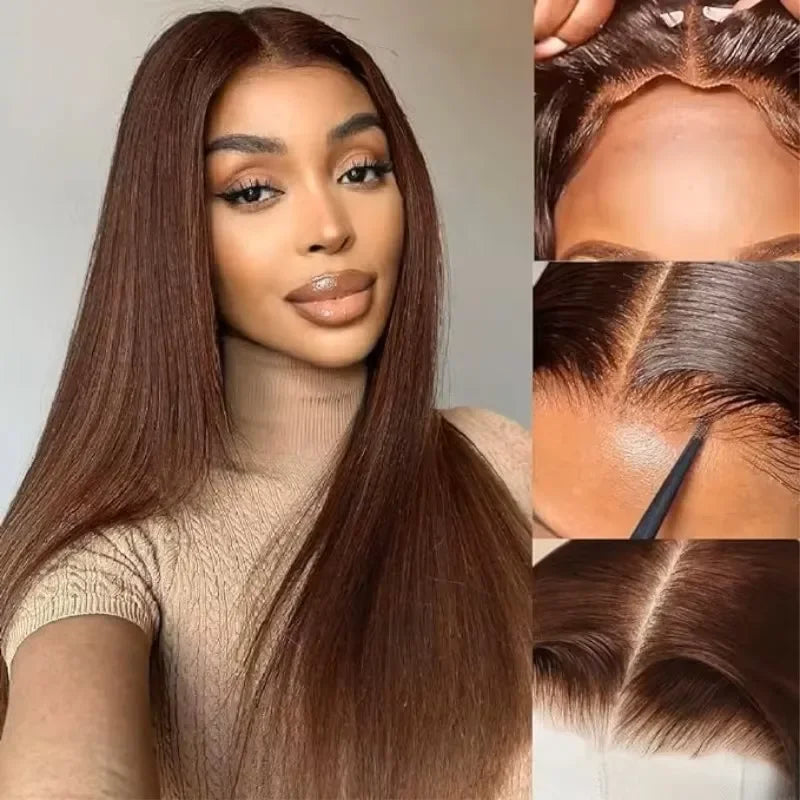 Chocolate Brown Lace Front Wigs Human Hair 200% Density Straight HD Lace Front Wigs Human Hair Pre Plucked with Baby Hair Brown