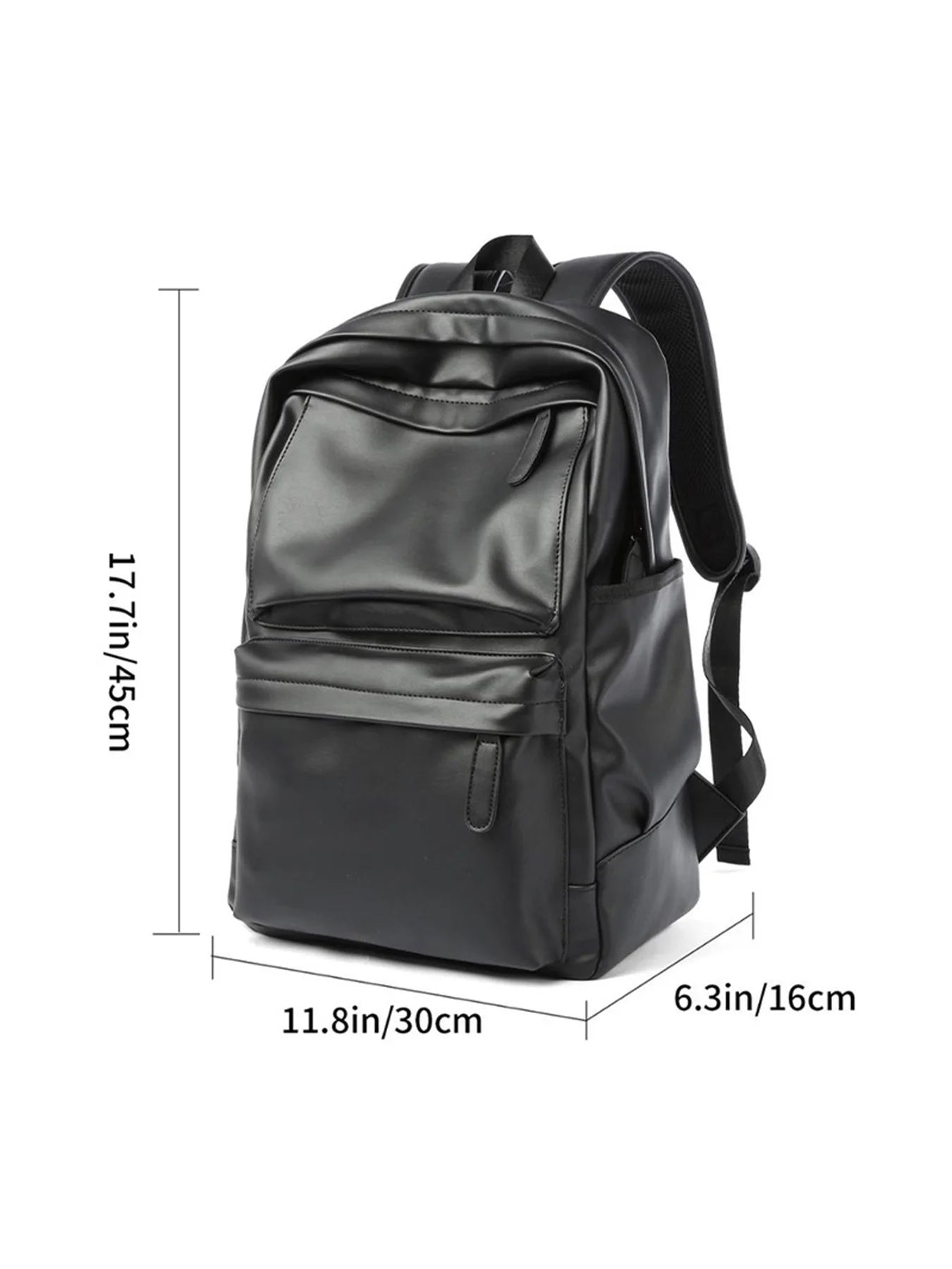 Men's Fashion Backpack PU Leather Waterproof Casual Travel Bag for 14-Inch Laptop