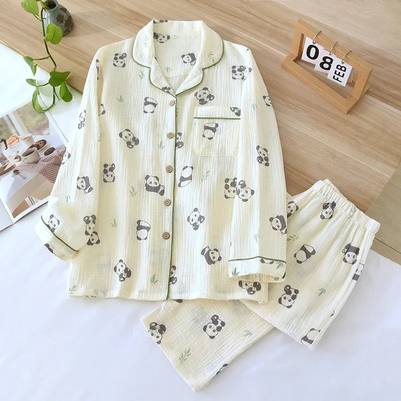 2025 Winter Women's Pajamas100% Cotton Plus Size Pajamas Flower Printing Household Women's Pajamas Loungewear Autumn Sleepwear