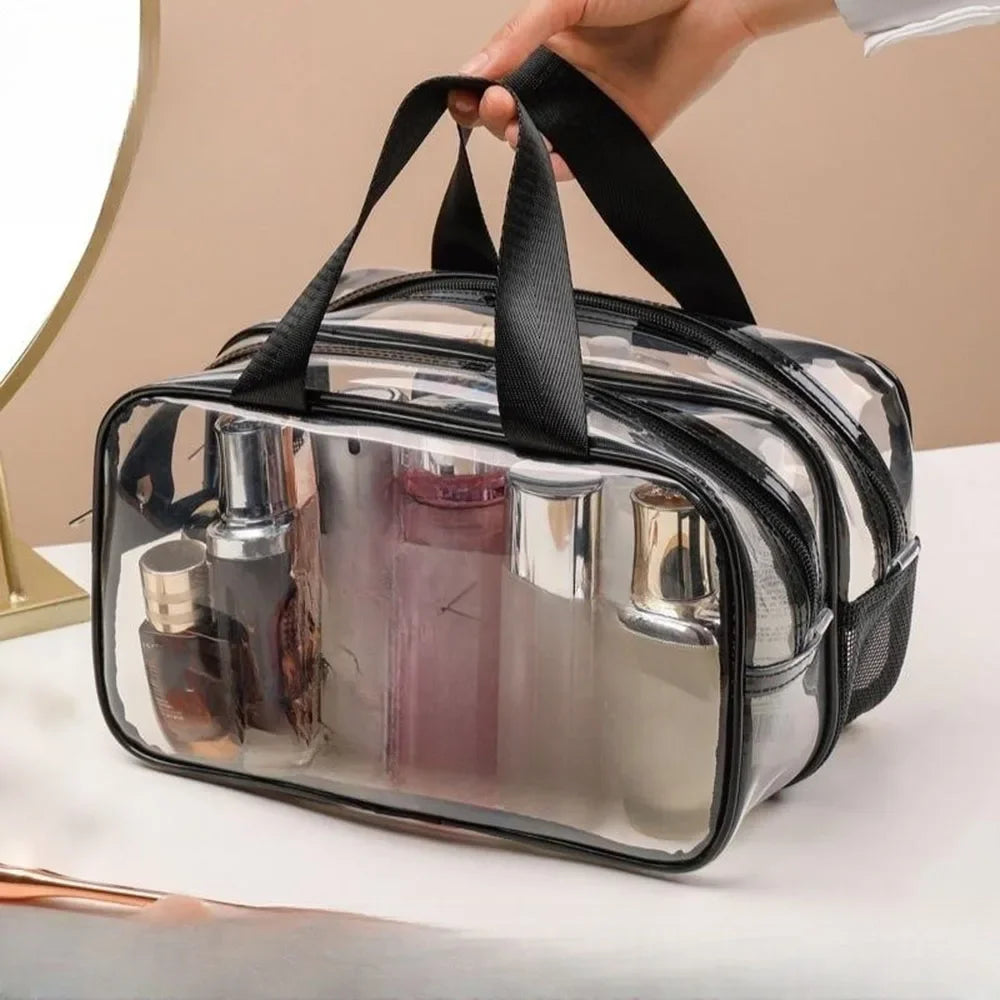 Simple transparent makeup bag double-layer waterproof wear-resistant dry wet separation makeup bag bathroom washing storage bag