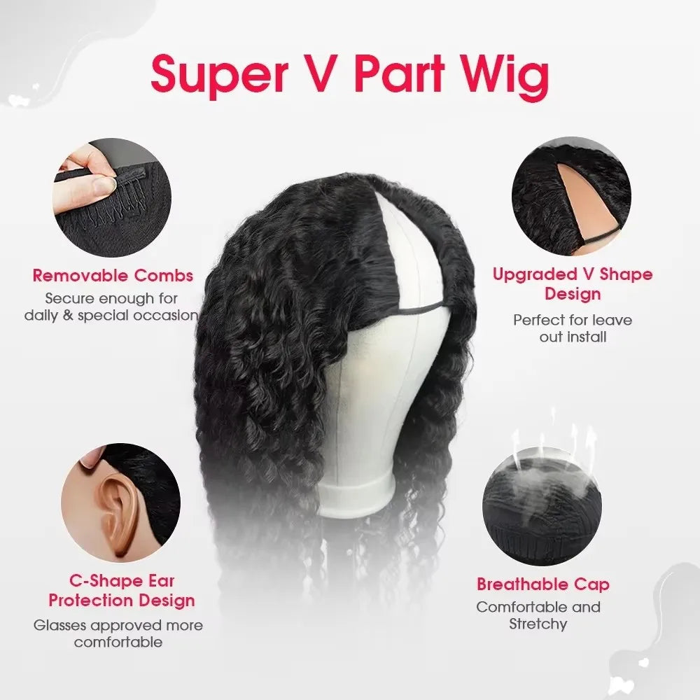 Half Wig Human Hair Flip Over 3 IN 1 Afro Kinky Curly V Part Wig Pre Cut HD Lace Glueless Wigs Human Hair For Women 250% Density