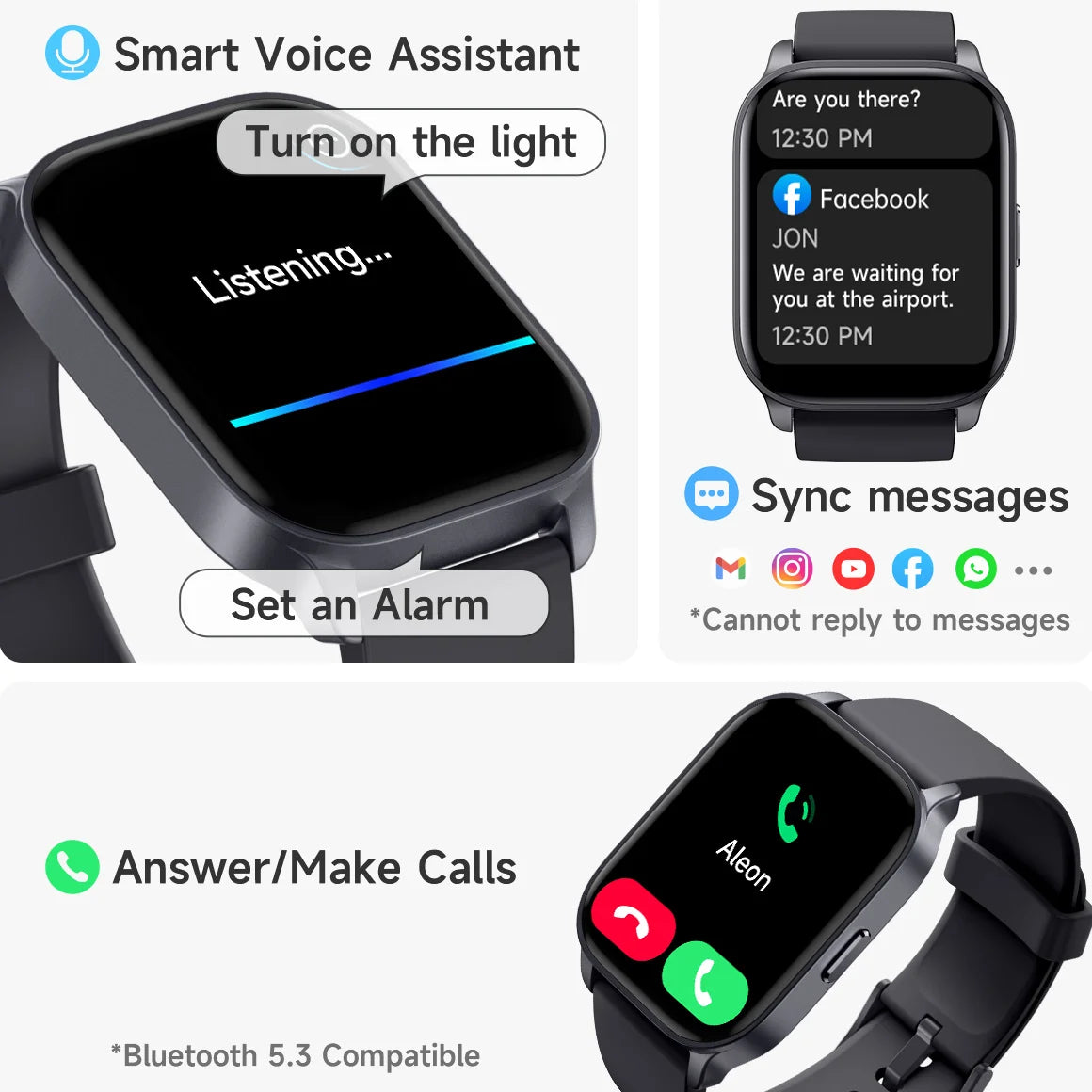 TOOBUR 2.01“ Smart Watch for Women With Answer/Make Calls,Alexa Built-in Fitness Track Smartwatcher 100 Sports/IP68 Waterproof