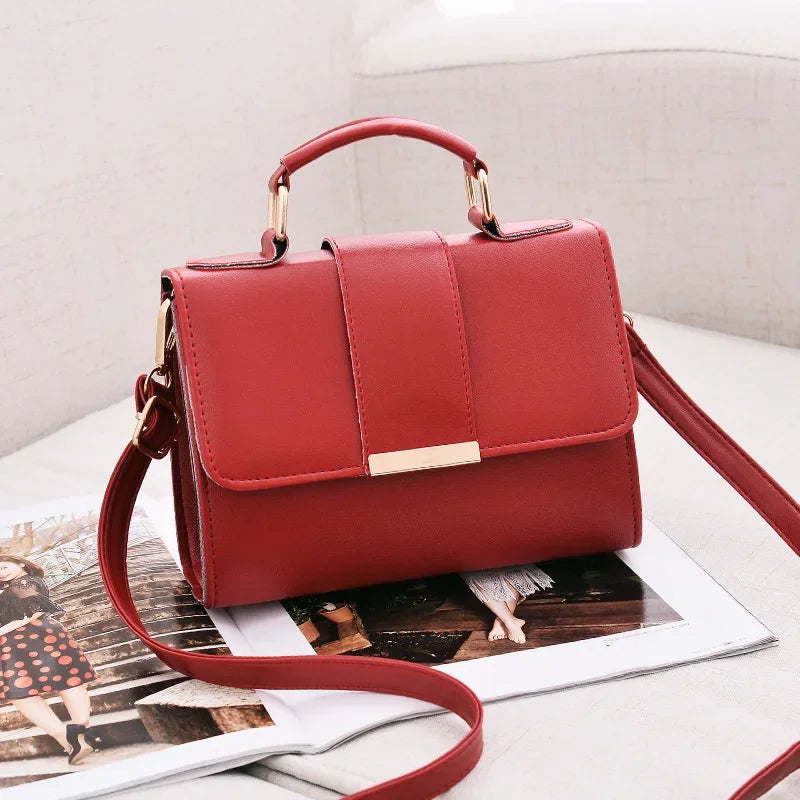 Hot Sale Flap Sling Shoulder Bags for Women Solid Color Crossbody Messenger Bag Purse Female Leather Handbag Pocket