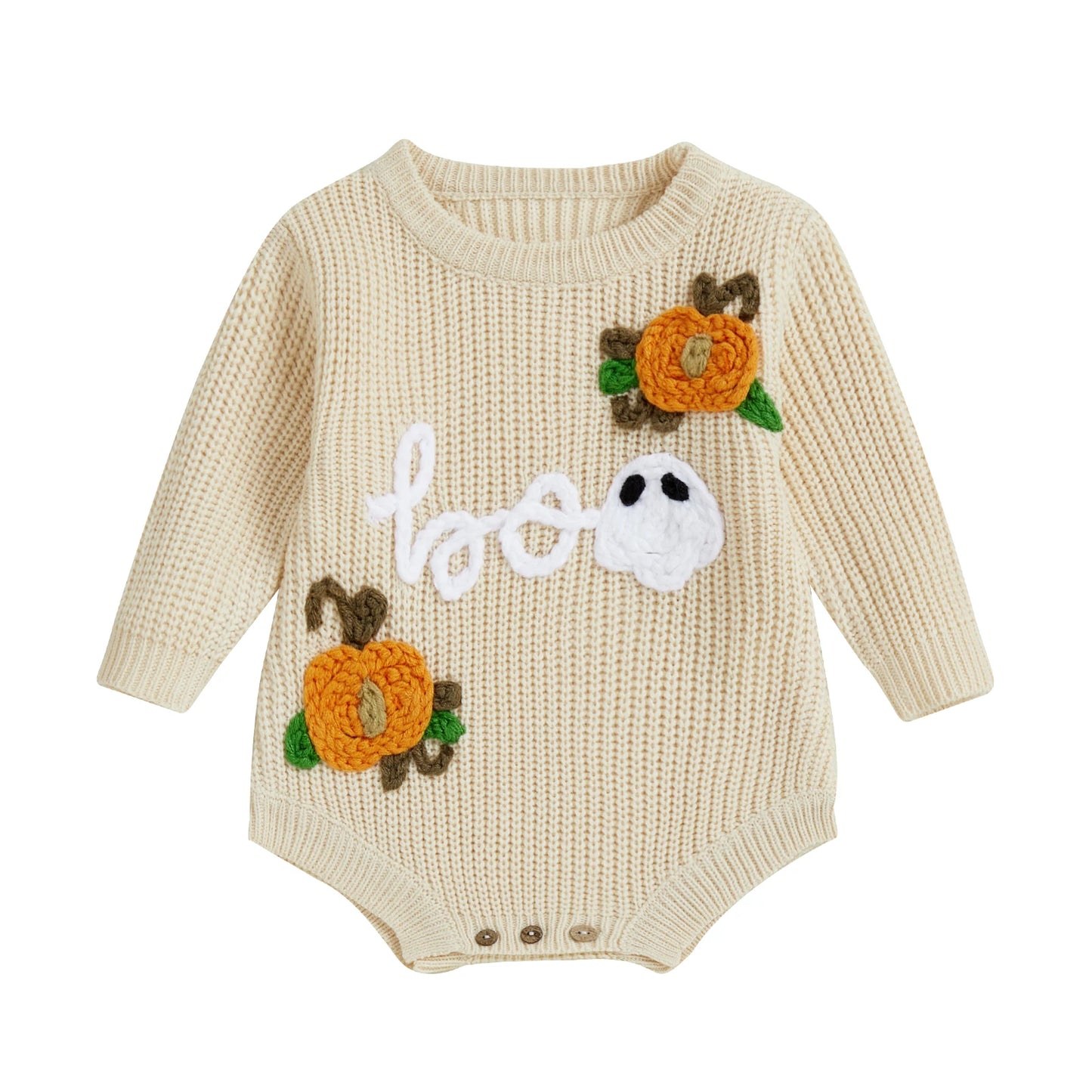 Infant Toddler Halloween Costume Jumpsuit with Spooky Bat Print Long Sleeve Knit Bodysuit Newborn Fall Playsuit for Boys Girls
