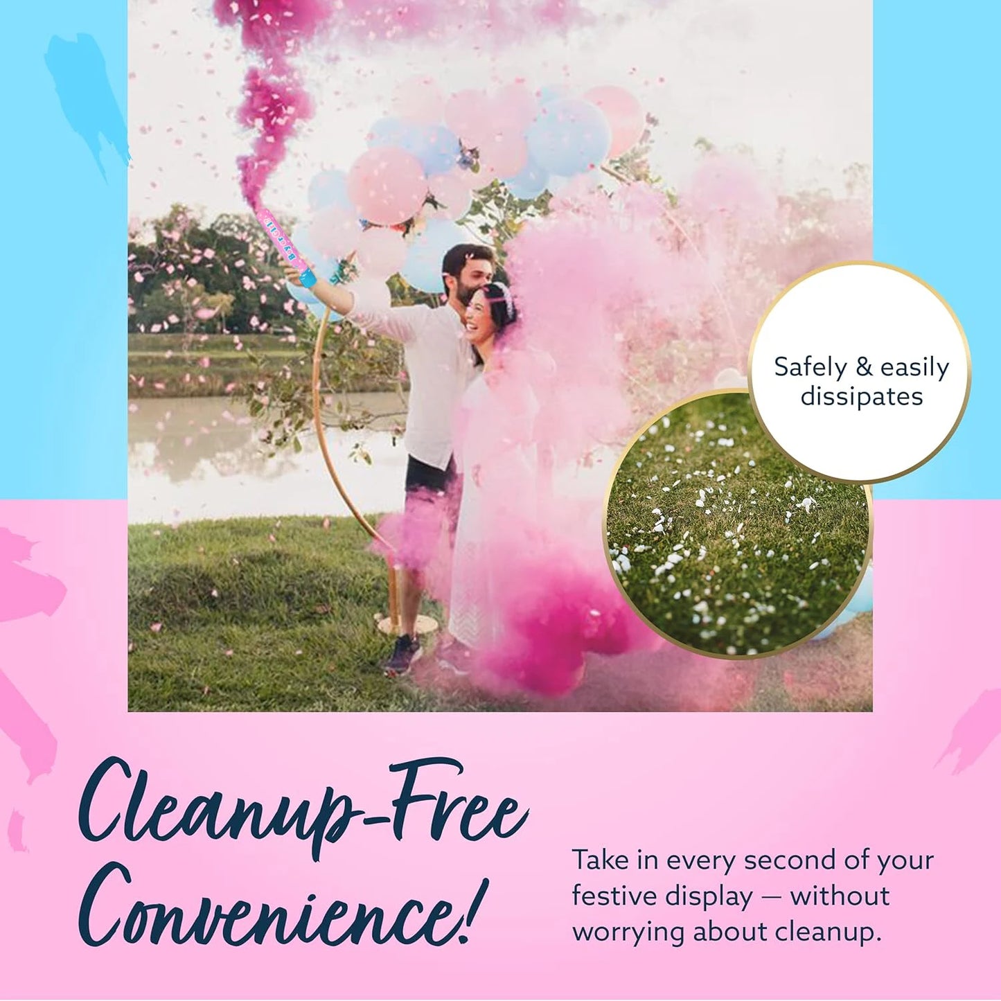 4pcs Gender Reveal ConfettiPink And Blue Confetti Powder Kit Safe Powder Smoke for Baby Shower Boy Or Girl Birthday Party Decor