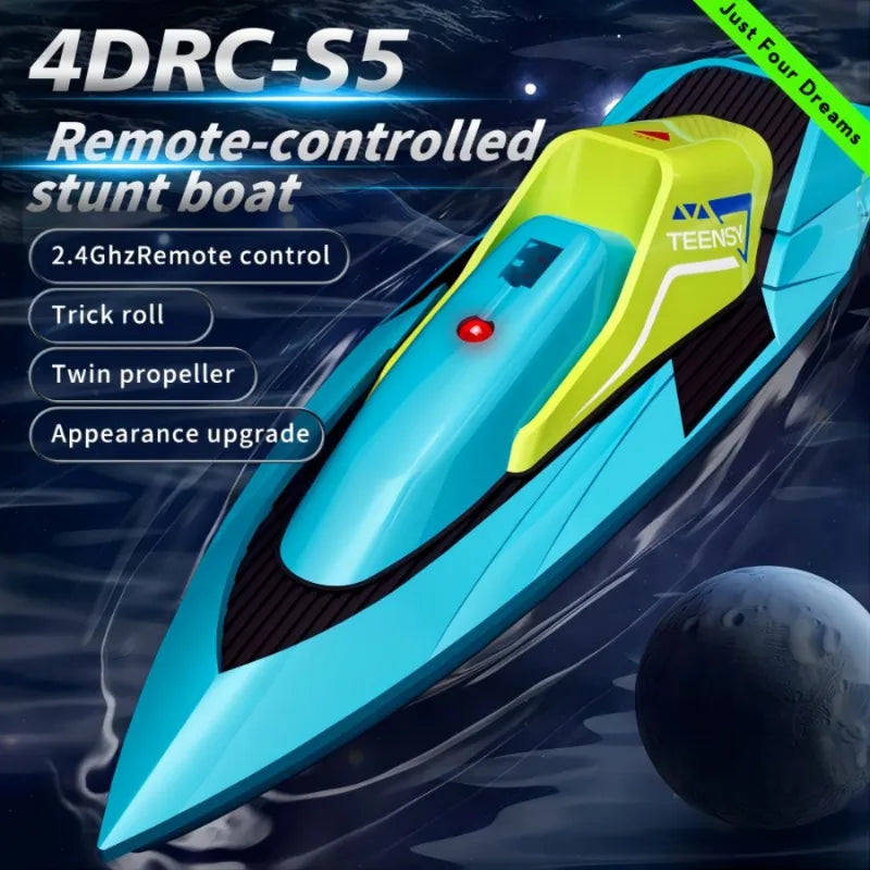 4DRC S5 Blue RC Boat 2 4GHz 20+ MPH Rechargeable Battery Low Alarm Gift for Boys Girls UPS USPS FEDEX123