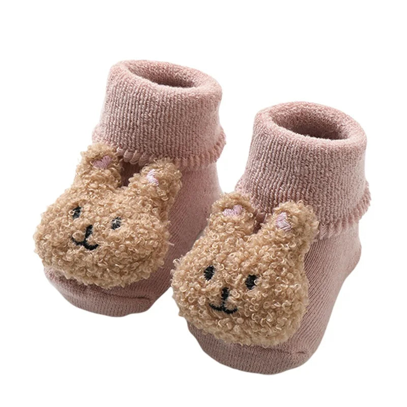 Cute Toddler Fleece Lined Slipper Socks with Non-Slip Grips for Boys and Girls - Cozy Winter Socks for Infants and Babies