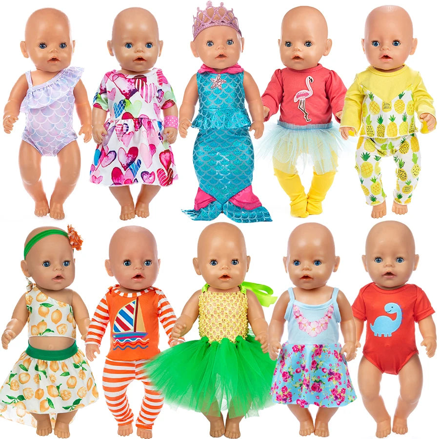 18inch/45cm Baby New Born Doll Clothes Set Make Up Mermaid Clothes Accessories Suit For Baby Kid Birthday&Festival Girl Gift