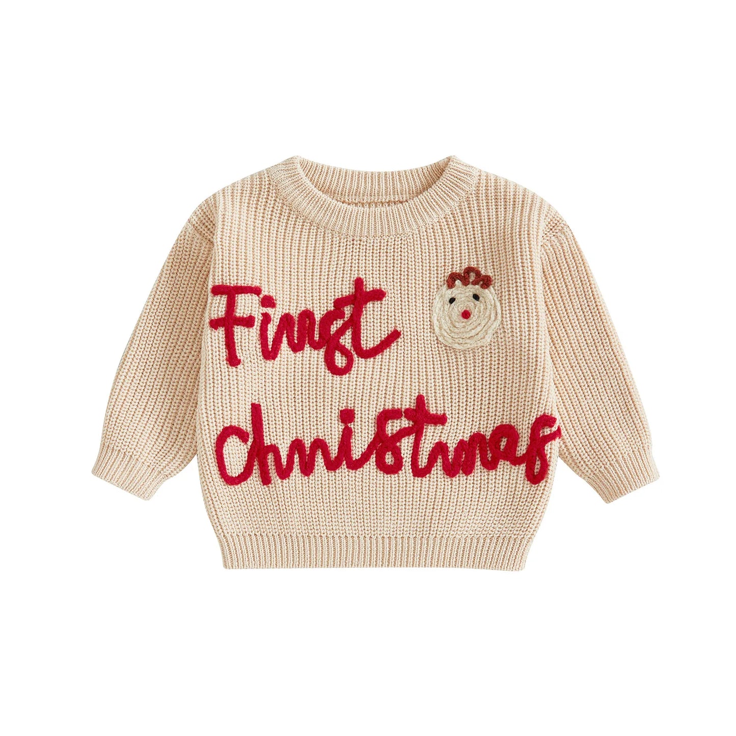 Toddler Boy Reindeer Christmas Sweater Cozy Long Sleeve Crew Neck Knit Pullover Jumper Winter Holiday Outfit for Kids