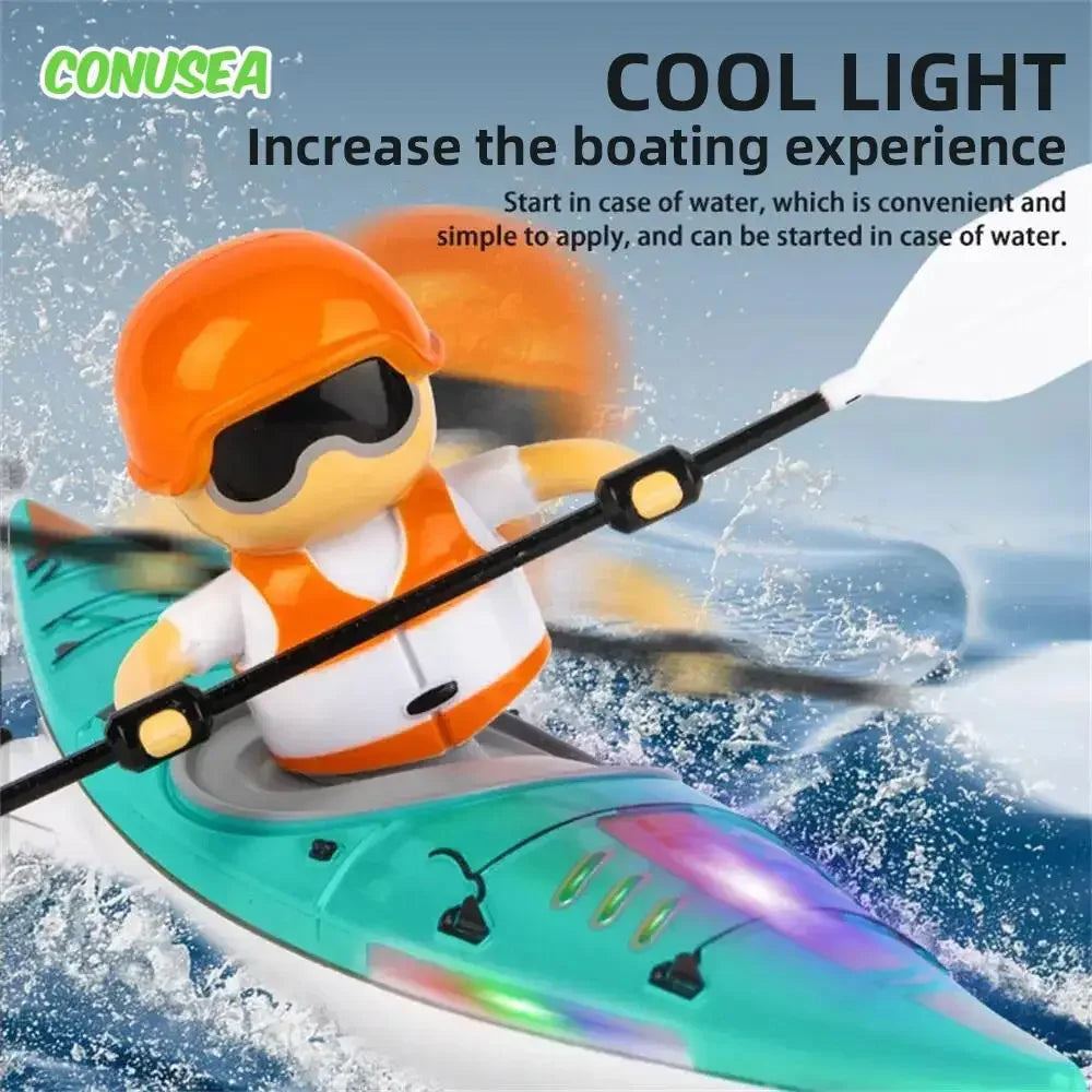 Rc Boats Racing Electric Speedboat Toys 2.4G Remote Control Boat Paddling Kayak Race Ship Outdoor Games Water Toys for Boys Kids
